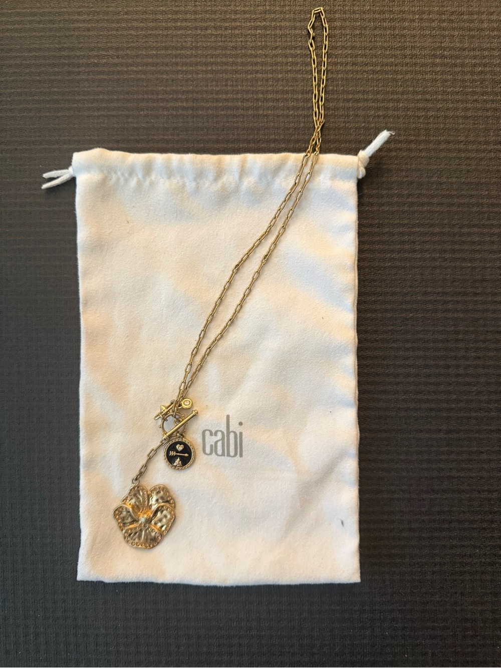 CAbi Gold-Tone Layered Necklace with Heart and Charm Accents